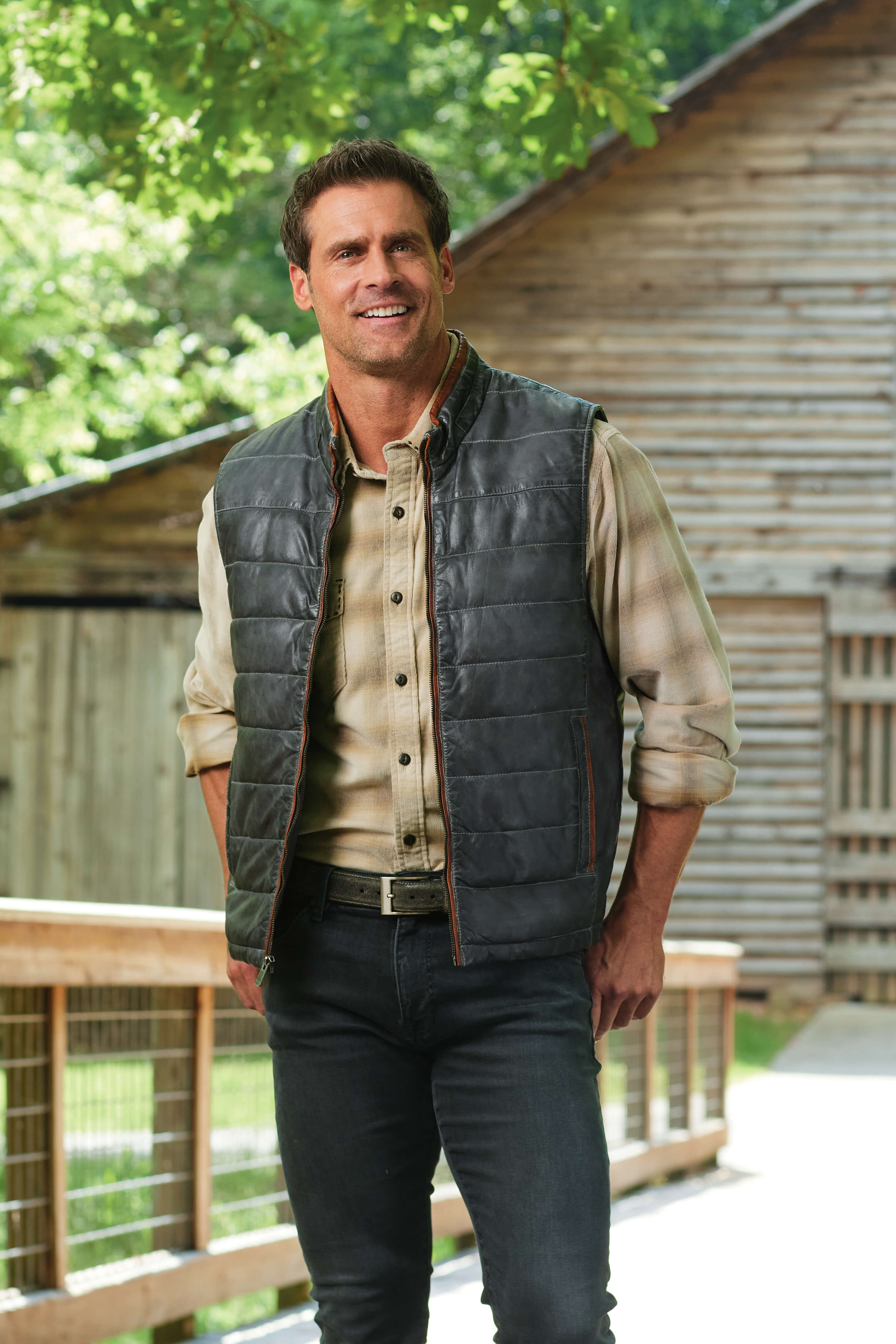 Patrick James Horizontal Quilted Leather Vest - Image 2