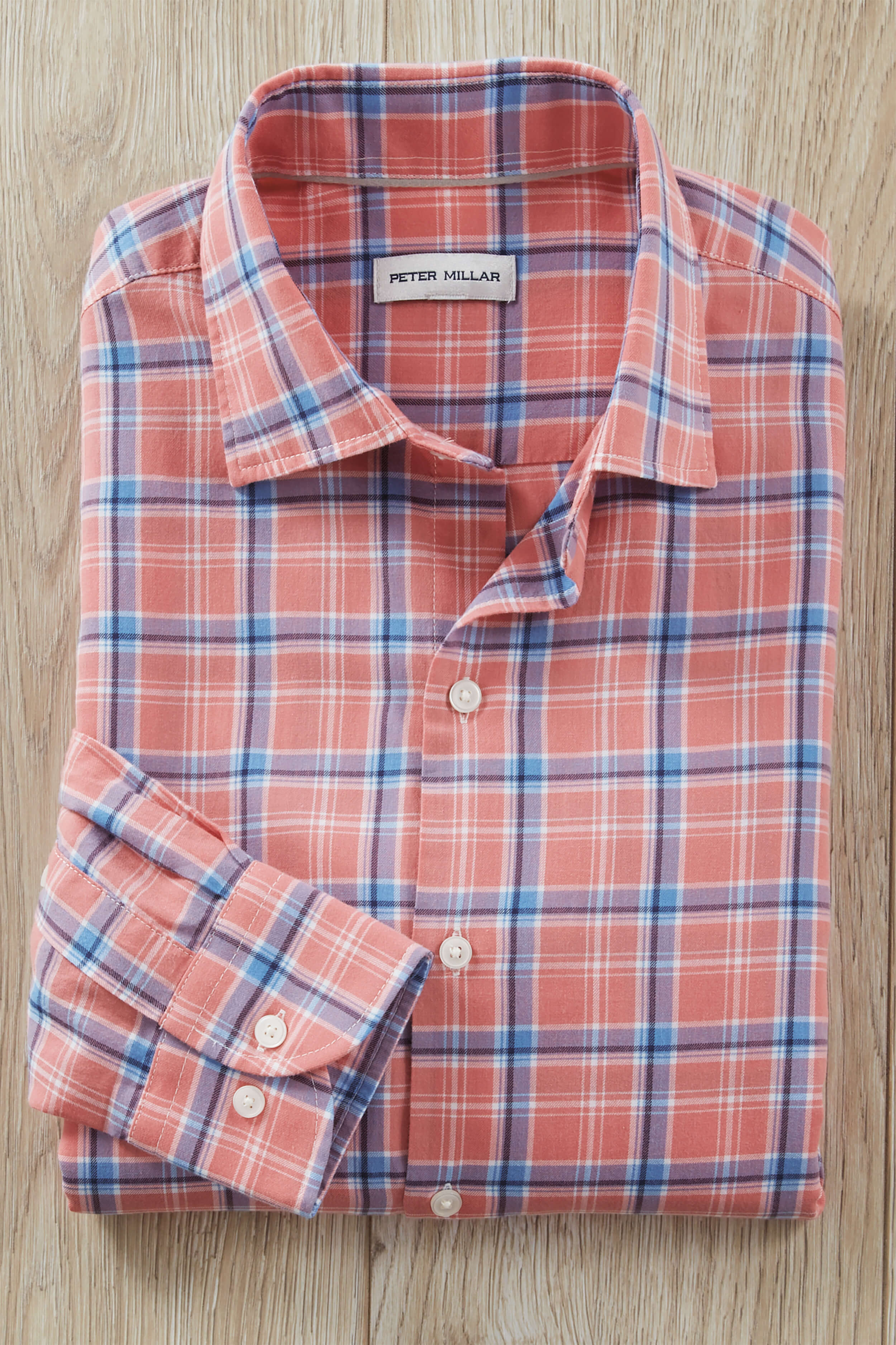 Peter Millar Long Sleeve Spread Collar Triton Plaid Shirt