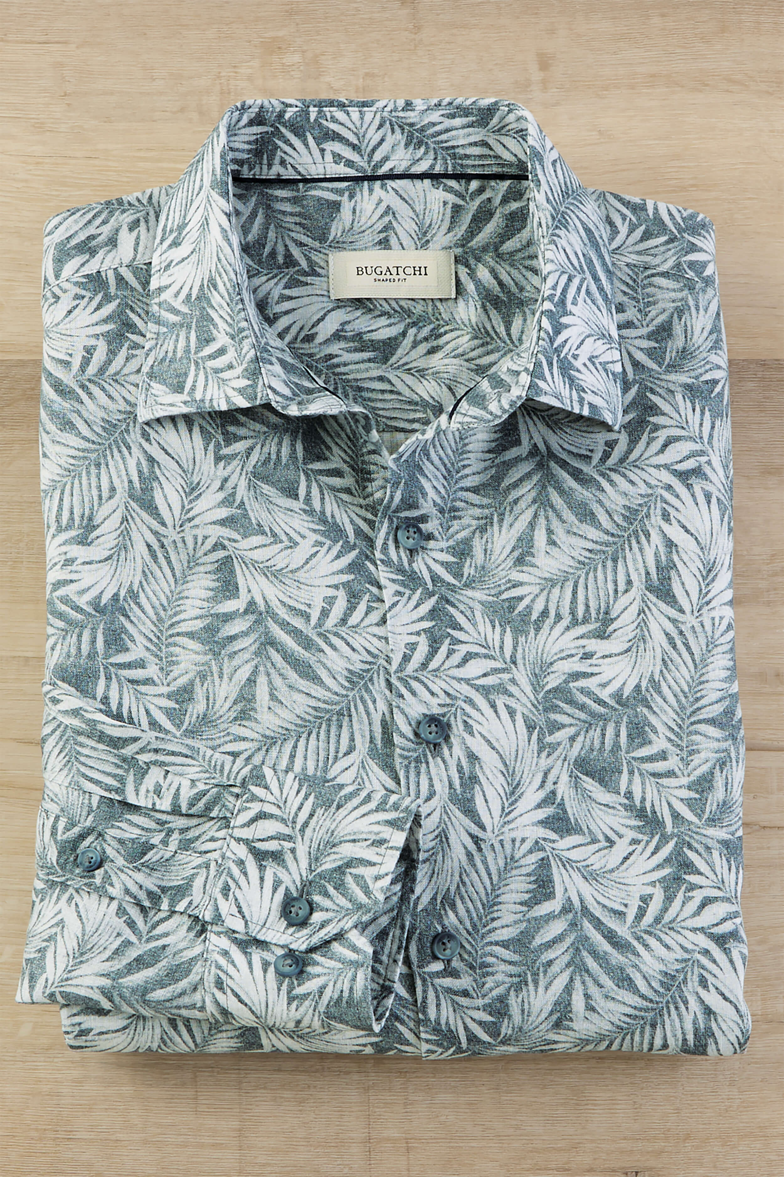 Bugatchi Long Sleeve Palm Linen Shirt