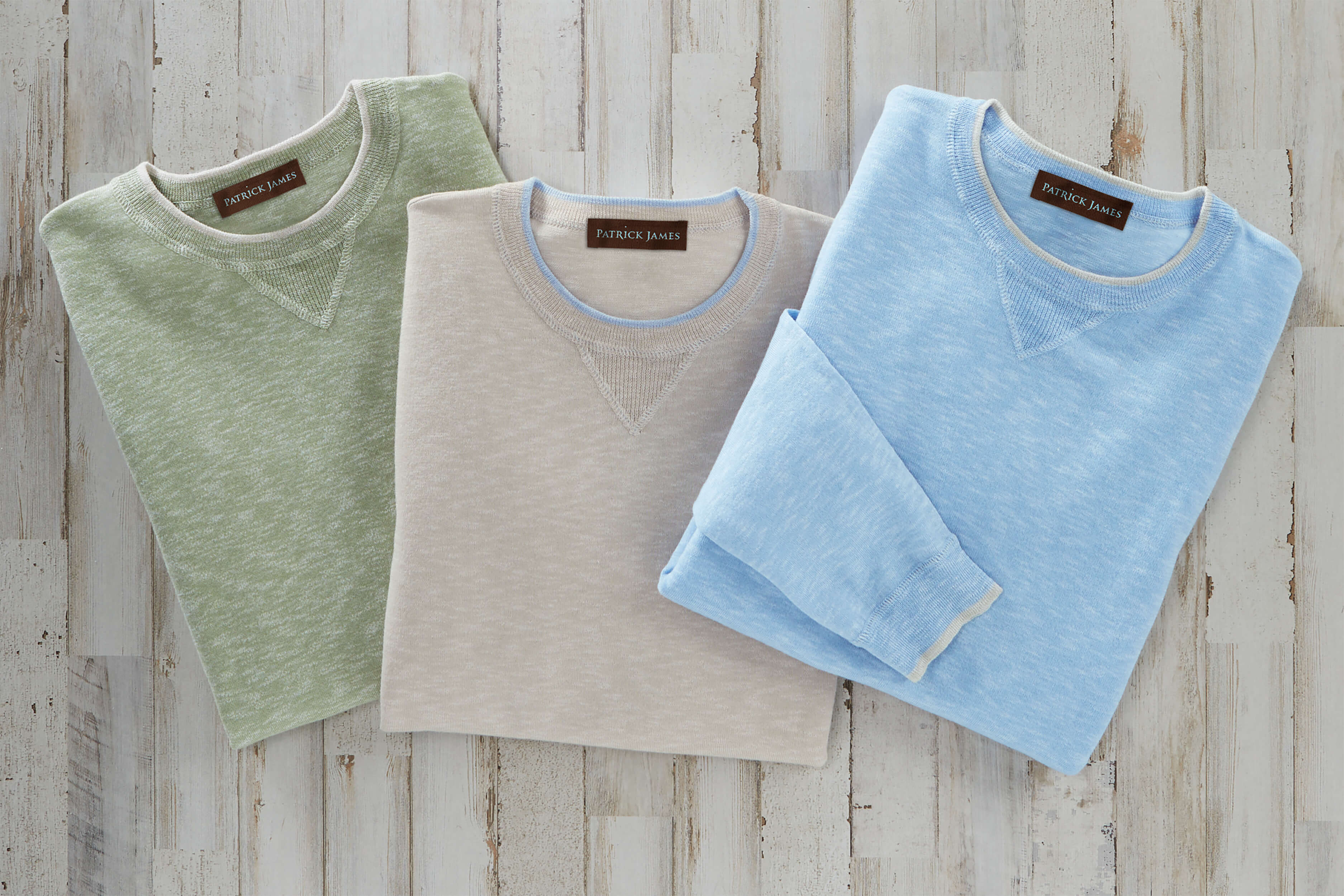 Patrick James Long Sleeve Coverstitch Crew Sweater