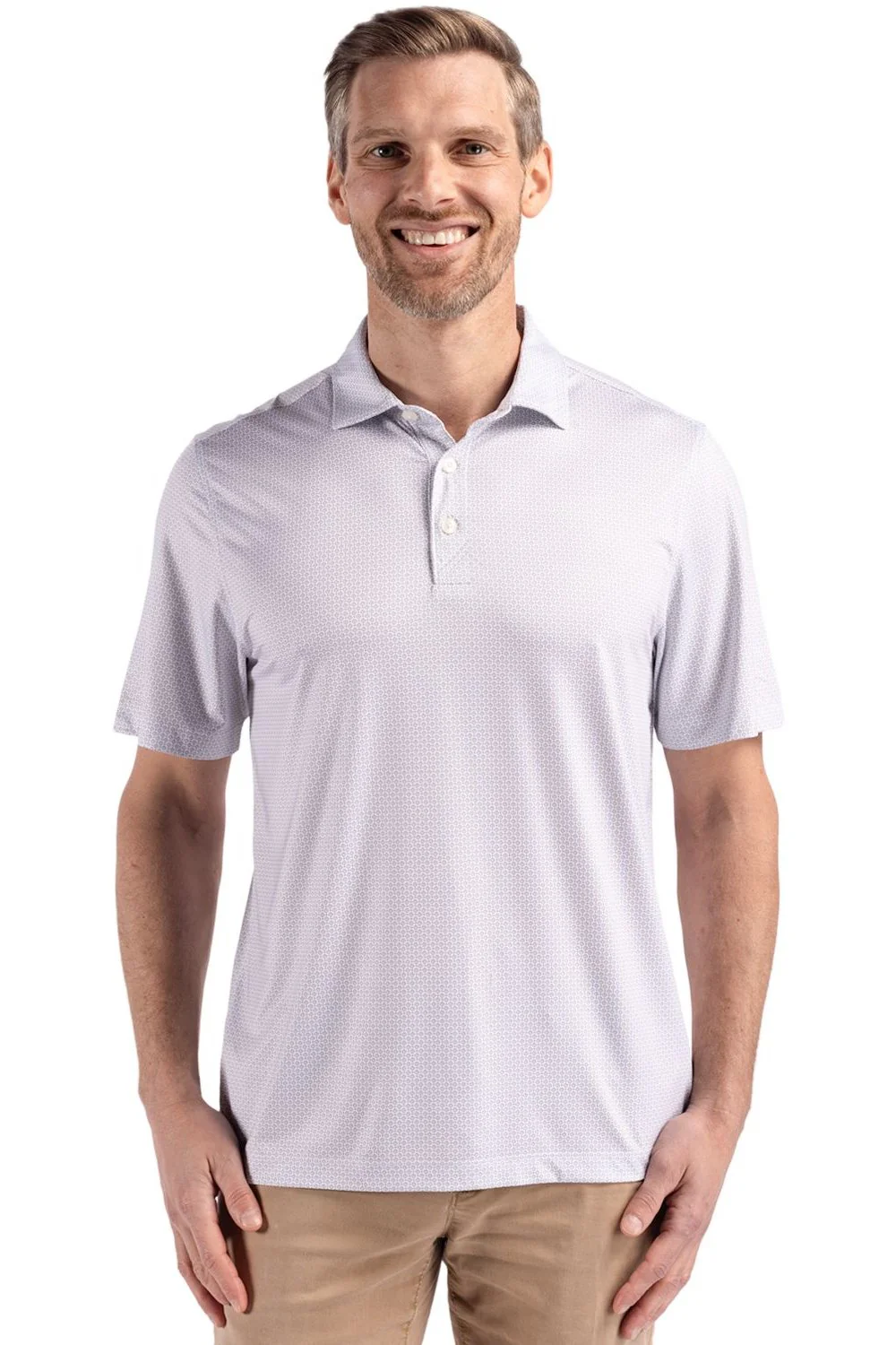 Cutter & Buck Short Sleeve Pike Diamond Dot Print Polo - Image 4
